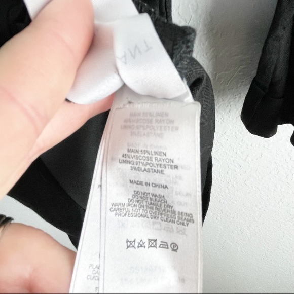 Significant Other Tempo Linen Blend V Neck Kimono Sleeve Romper Solid Black - Picture 5 of 7